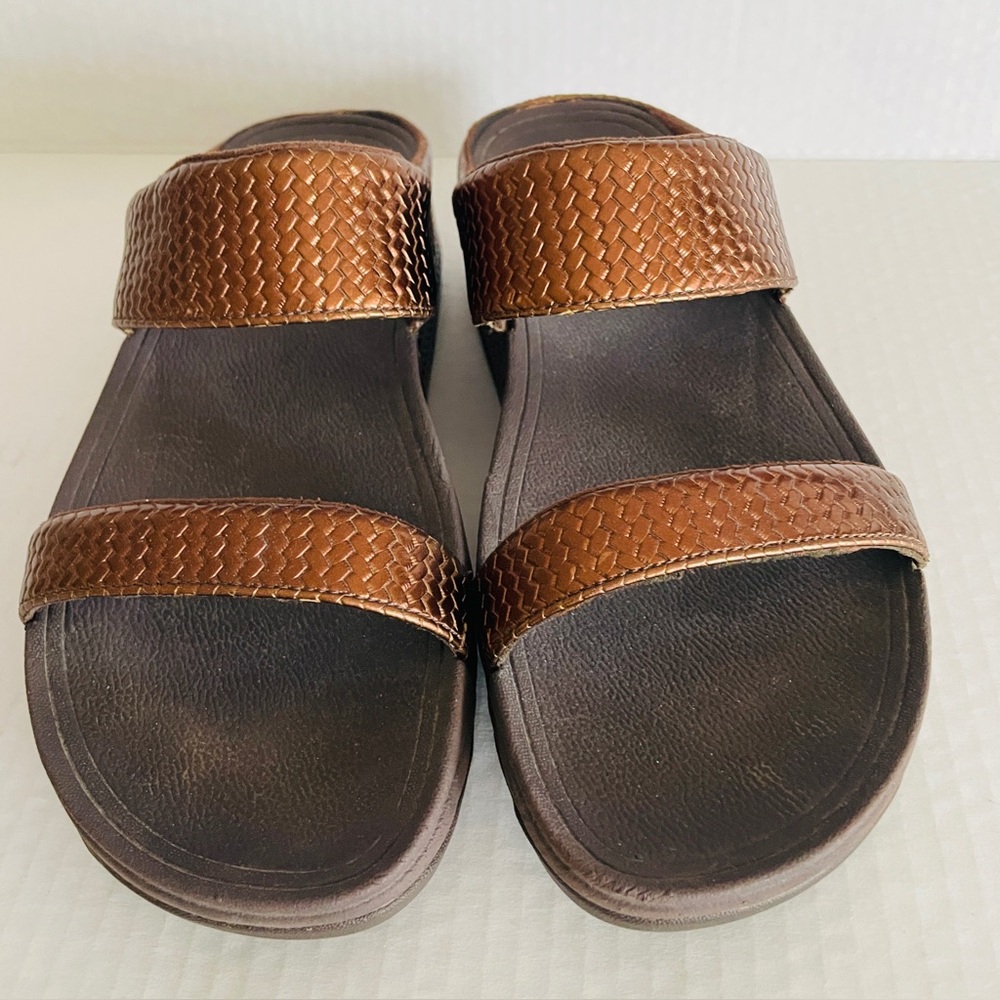 Fitflop Metallic Bronze Slide Sandals Size 8 - Picture 2 of 6